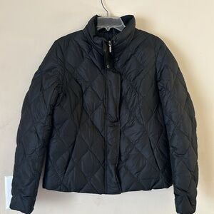 Eddie Bauer Premium Quality Goose Down Black Quilted Puffer Jacket Size L